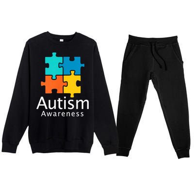 Funny Autism Puzzle Autism Awareness Gift Premium Crewneck Sweatsuit Set