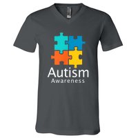 Funny Autism Puzzle Autism Awareness Gift V-Neck T-Shirt