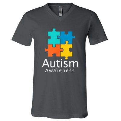 Funny Autism Puzzle Autism Awareness Gift V-Neck T-Shirt