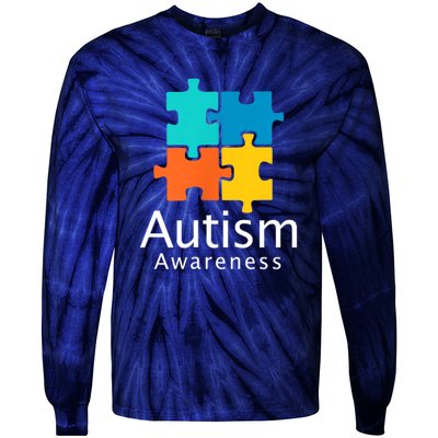 Funny Autism Puzzle Autism Awareness Gift Tie-Dye Long Sleeve Shirt