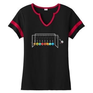 Funny Astrophysicist Planets Newton´S Cradle Ladies Halftime Notch Neck Tee