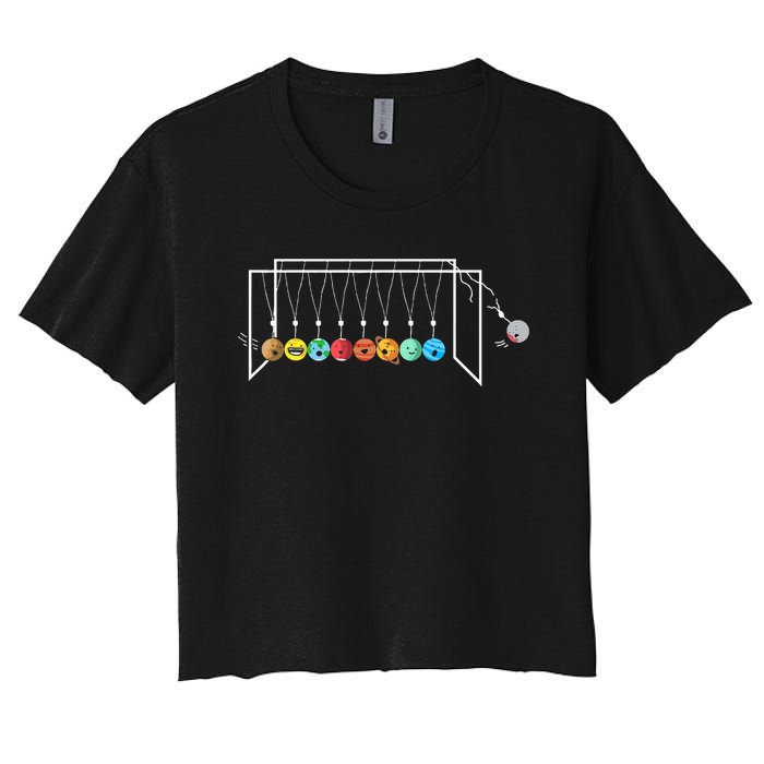 Funny Astrophysicist Planets Newton´S Cradle Women's Crop Top Tee