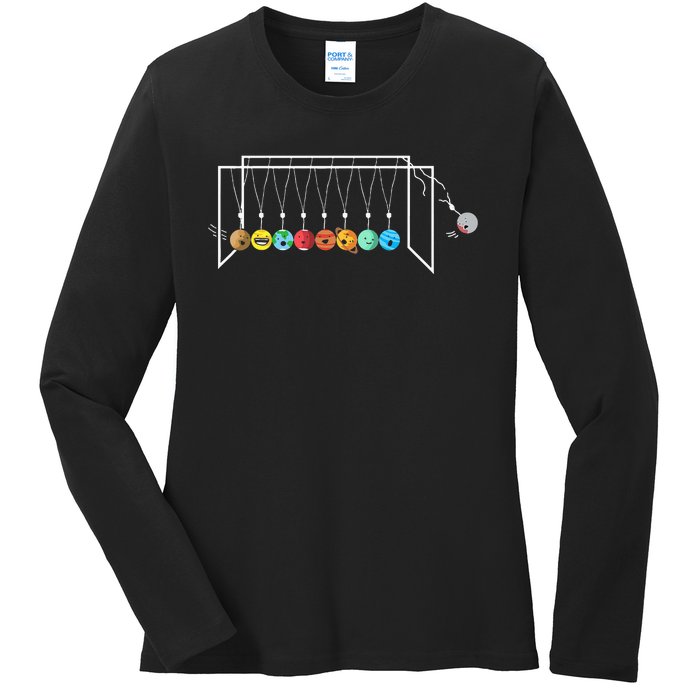 Funny Astrophysicist Planets Newton´S Cradle Ladies Long Sleeve Shirt