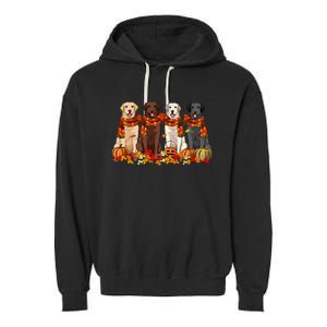 Fall Autumn Pumpkin Labrador Retriever Thanksgiving Dog Mom Garment-Dyed Fleece Hoodie