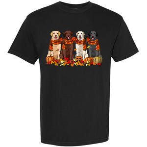 Fall Autumn Pumpkin Labrador Retriever Thanksgiving Dog Mom Garment-Dyed Heavyweight T-Shirt