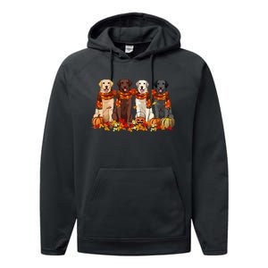 Fall Autumn Pumpkin Labrador Retriever Thanksgiving Dog Mom Performance Fleece Hoodie