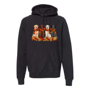 Fall Autumn Pumpkin Labrador Retriever Thanksgiving Dog Mom Premium Hoodie