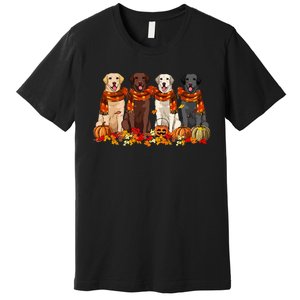 Fall Autumn Pumpkin Labrador Retriever Thanksgiving Dog Mom Premium T-Shirt