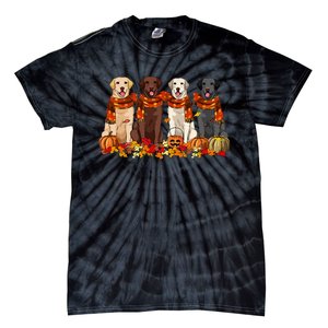 Fall Autumn Pumpkin Labrador Retriever Thanksgiving Dog Mom Tie-Dye T-Shirt