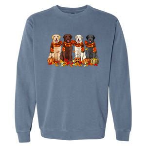 Fall Autumn Pumpkin Labrador Retriever Thanksgiving Dog Mom Garment-Dyed Sweatshirt