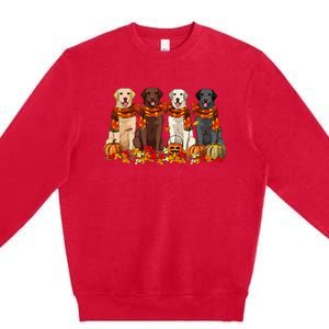 Fall Autumn Pumpkin Labrador Retriever Thanksgiving Dog Mom Premium Crewneck Sweatshirt