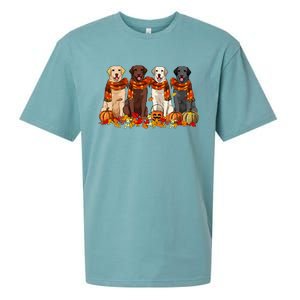 Fall Autumn Pumpkin Labrador Retriever Thanksgiving Dog Mom Sueded Cloud Jersey T-Shirt