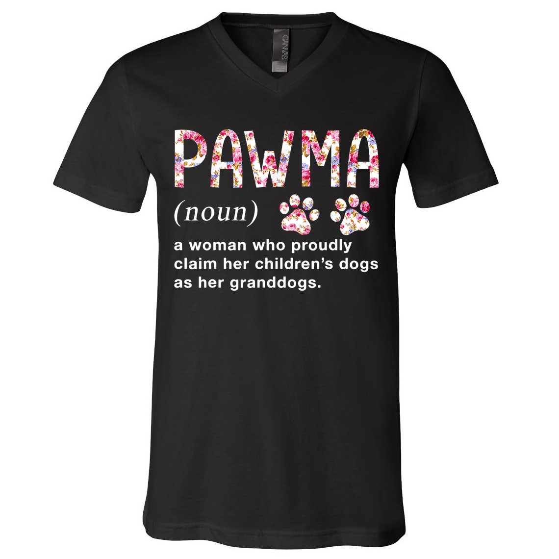 Floral Art Pawma Noun Definition Mama Grandma Dog Lovers TShirt V-Neck T-Shirt