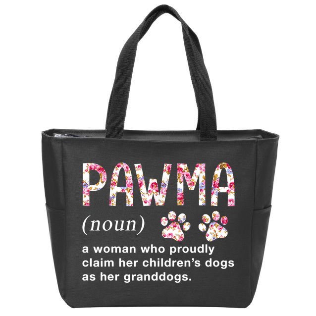 Floral Art Pawma Noun Definition Mama Grandma Dog Lovers TShirt Zip Tote Bag