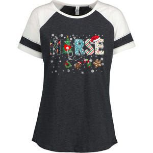 Festive And Proud: Nurse Rn Stethoscope Christmas Nurse Cute Gift Enza Ladies Jersey Colorblock Tee