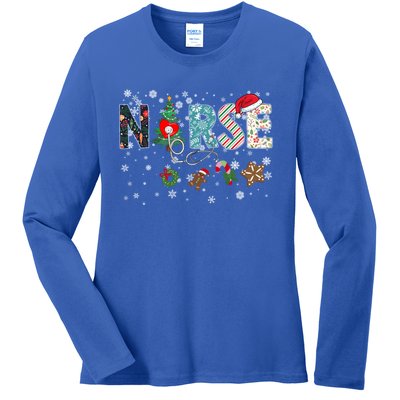 Festive And Proud: Nurse Rn Stethoscope Christmas Nurse Cute Gift Ladies Long Sleeve Shirt