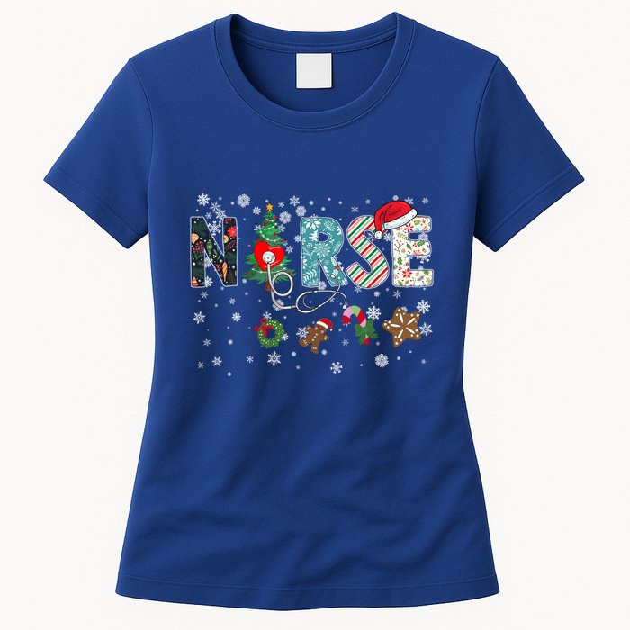 Festive And Proud: Nurse Rn Stethoscope Christmas Nurse Cute Gift Women's T-Shirt