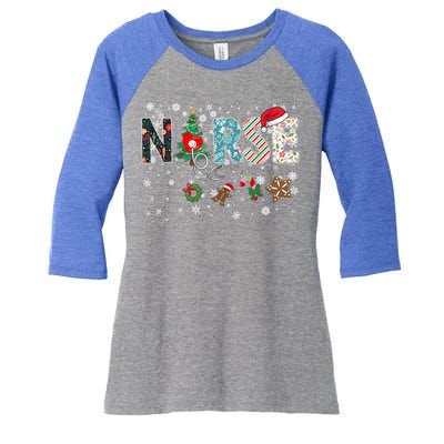 Festive And Proud: Nurse Rn Stethoscope Christmas Nurse Cute Gift Women's Tri-Blend 3/4-Sleeve Raglan Shirt