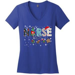 Festive And Proud: Nurse Rn Stethoscope Christmas Nurse Cute Gift Women's V-Neck T-Shirt