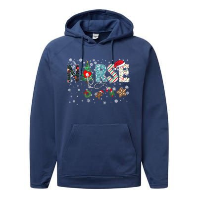 Festive And Proud: Nurse Rn Stethoscope Christmas Nurse Cute Gift Performance Fleece Hoodie