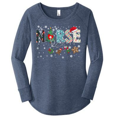 Festive And Proud: Nurse Rn Stethoscope Christmas Nurse Cute Gift Women's Perfect Tri Tunic Long Sleeve Shirt