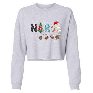 Festive And Proud: Nurse Rn Stethoscope Christmas Nurse Cute Gift Cropped Pullover Crew