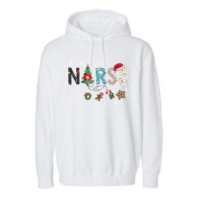 Festive And Proud: Nurse Rn Stethoscope Christmas Nurse Cute Gift Garment-Dyed Fleece Hoodie