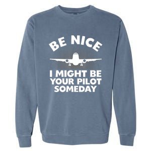 Funny Airline Pilot Art For Aviation Future Pilot Garment-Dyed Sweatshirt