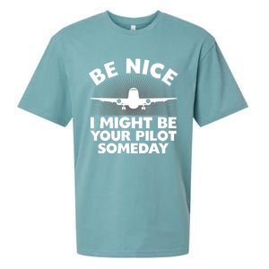 Funny Airline Pilot Art For Aviation Future Pilot Sueded Cloud Jersey T-Shirt