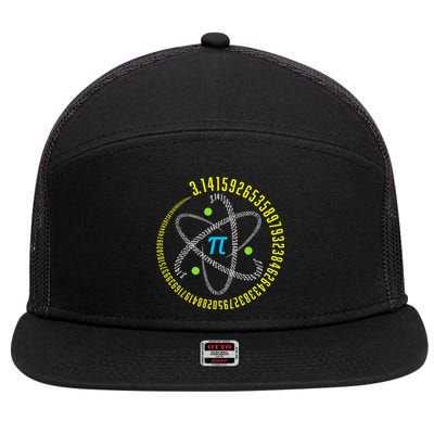 Funny Atom Pi Math Science STEM Gift 3.14 Pi Day Teacher 7 Panel Mesh Trucker Snapback Hat