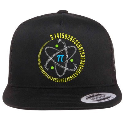 Funny Atom Pi Math Science STEM Gift 3.14 Pi Day Teacher Flat Bill Trucker Hat