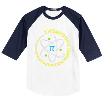 Funny Atom Pi Math Science STEM Gift 3.14 Pi Day Teacher Baseball Sleeve Shirt