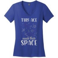 Funny Asexual Pride Outer Space Ace Asexuality Pride Asexual Funny Gift Women's V-Neck T-Shirt