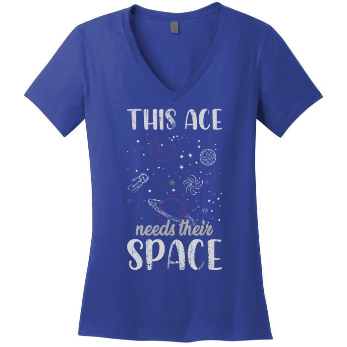 Funny Asexual Pride Outer Space Ace Asexuality Pride Asexual Funny Gift Women's V-Neck T-Shirt