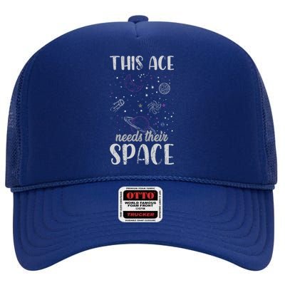 Funny Asexual Pride Outer Space Ace Asexuality Pride Asexual Funny Gift High Crown Mesh Back Trucker Hat