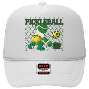 Funny Authentic Pickleball Sport Player High Crown Mesh Back Trucker Hat