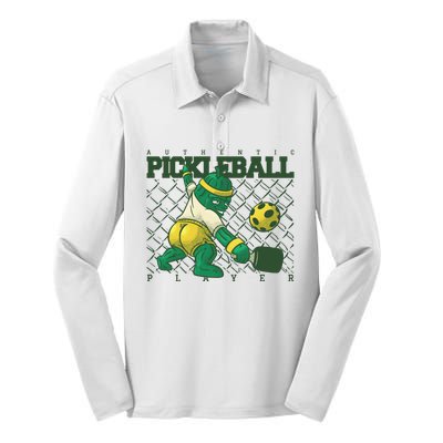 Funny Authentic Pickleball Sport Player Silk Touch Performance Long Sleeve Polo