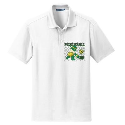 Funny Authentic Pickleball Sport Player Dry Zone Grid Polo