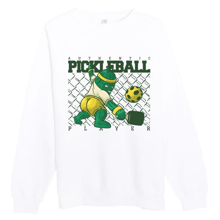 Funny Authentic Pickleball Sport Player Premium Crewneck Sweatshirt