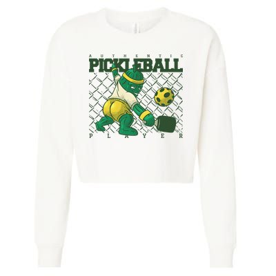 Funny Authentic Pickleball Sport Player Cropped Pullover Crew