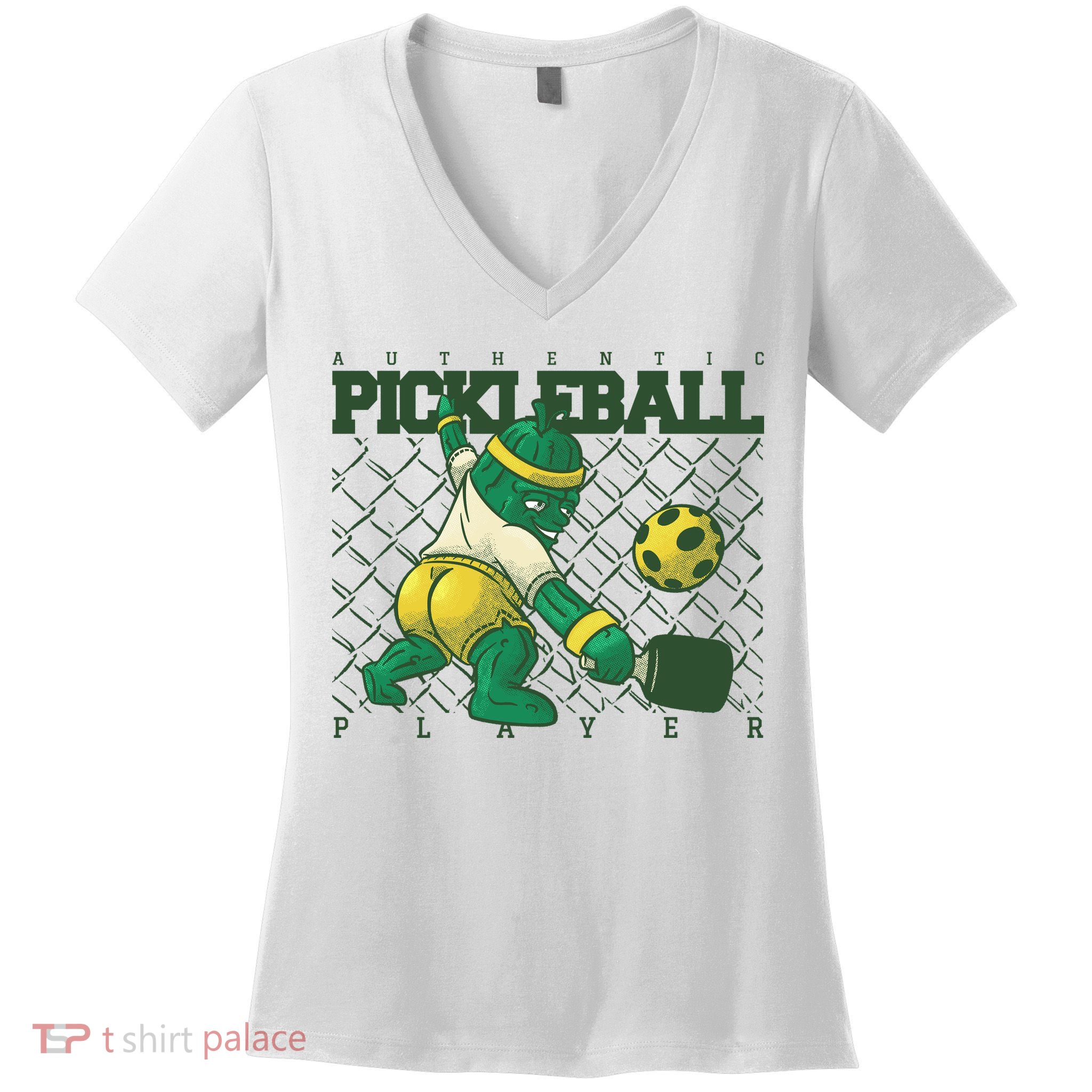 Funny Authentic Pickleball Sport Player Women's V-Neck T-Shirt