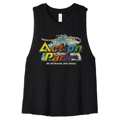 Funny Action Park New Jersey 1978 Vintage Women's Racerback Cropped Tank