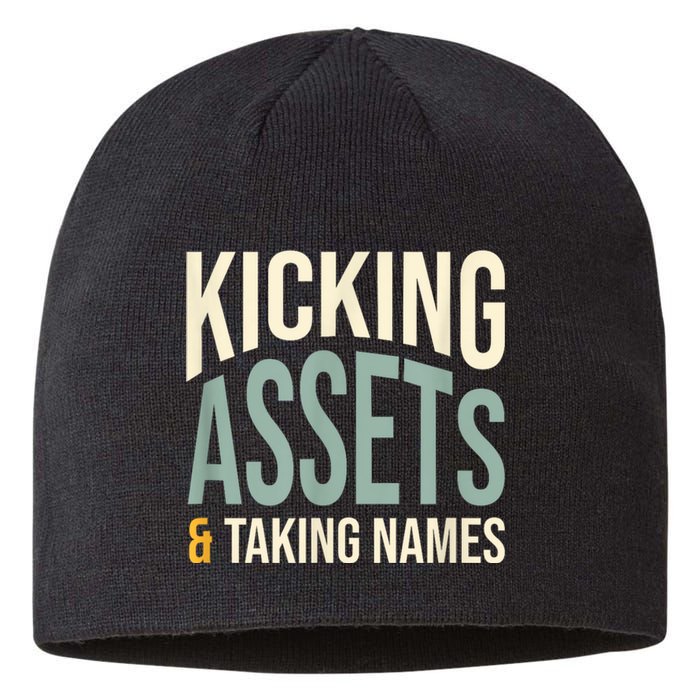 Funny Accounting Pun Kicking Assets And Taking Names Sustainable Beanie