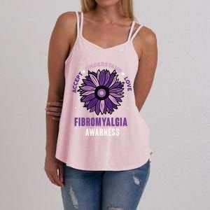 Fibromyalgia Awareness Purple Sunflower Fibro Fighter Gift Women's Strappy Tank