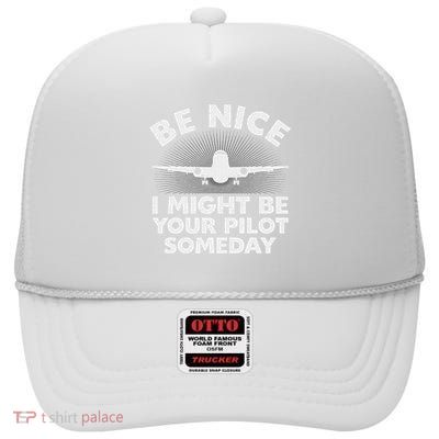 Funny Airline Pilot Art For Women Aviation Future Pilot High Crown Mesh Back Trucker Hat
