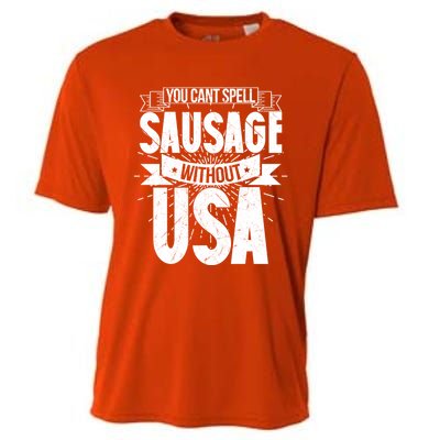 Funny American Patriotic You Can’t Spell Sausage Without Usa Great Gift Cooling Performance Crew T-Shirt