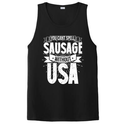 Funny American Patriotic You Can’t Spell Sausage Without Usa Great Gift PosiCharge Competitor Tank