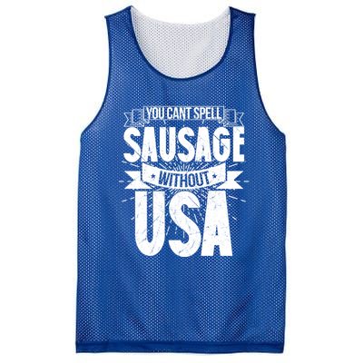 Funny American Patriotic You Can’t Spell Sausage Without Usa Great Gift Mesh Reversible Basketball Jersey Tank