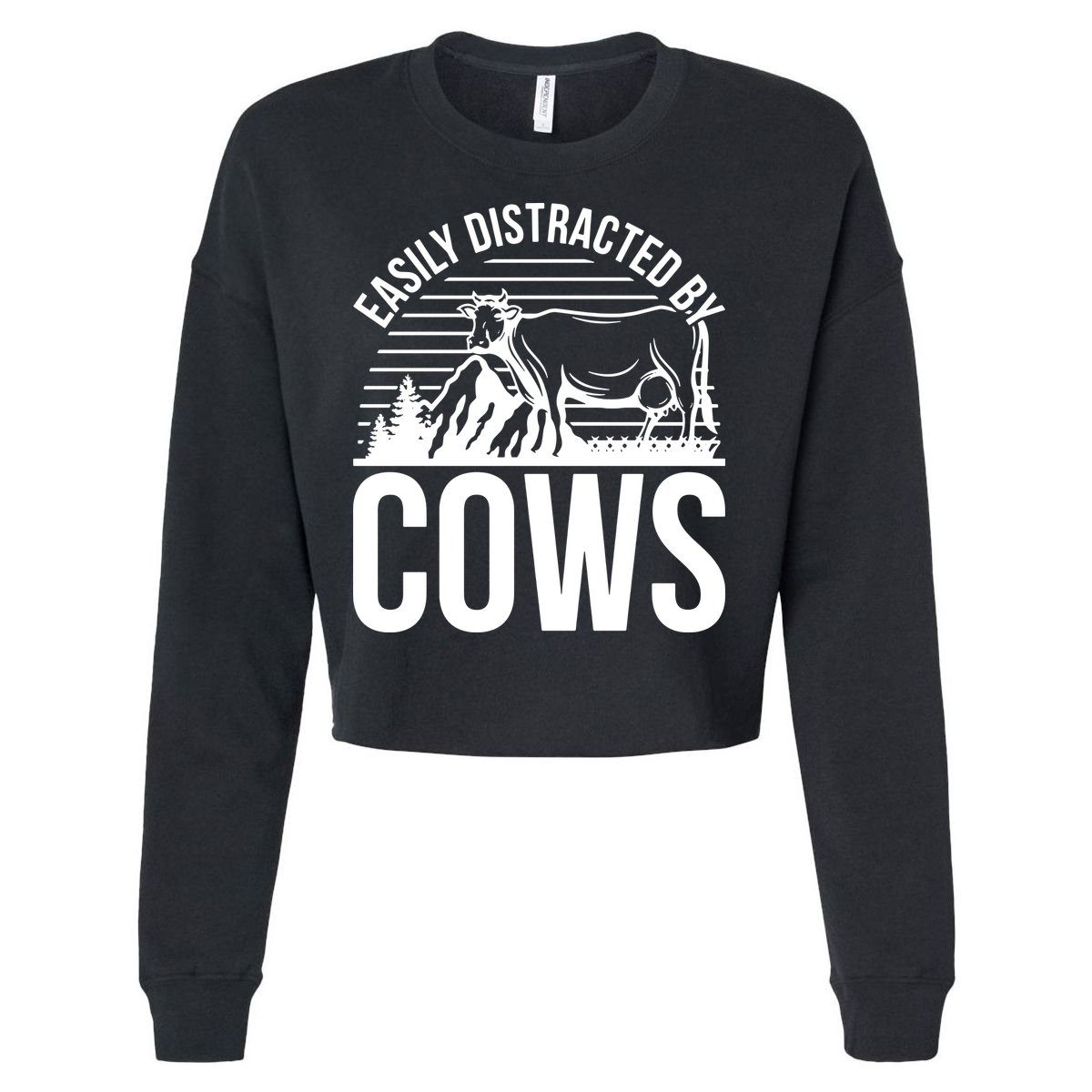 Farm Animal Pet Cow Cropped Pullover Crew