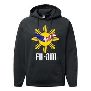 Fil Am Patriotic Wear For Filipino Americans Who Have Pride Performance Fleece Hoodie